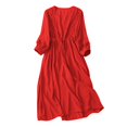 thumbnail image 2 of gljltg Women's Cotton Linen Lightweight Short Sleeve Round Neck Dress with Elastic Waist – Breathable Summer Beach Travel Casual Style for Women, 2 of 5