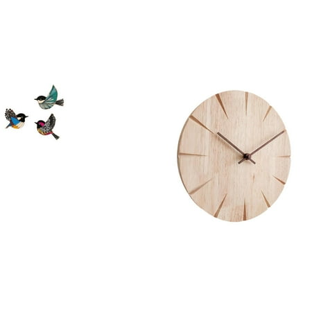 4 Set Wooden Bird Wall Art Flying Birds Solid Wood Clock Silent Function for Garden Bedroom Restaurant