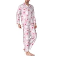 thumbnail image 2 of Naloa Love Rabbit Men’s Pajamas Set - Long Sleeve Button Down Sleep Shirt and Pajama Bottoms Sleepwear Set-X-Large, 2 of 7