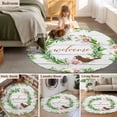 thumbnail image 5 of Small Round Rug 3Ft Washable Non-Slip, Spring Botanical Circle Area Rugs for Living Room Bedroom, Garden Birds Floral Leaves Gray Woodn Indoor Floor Mats Carpet Runner for Home Decor, 5 of 8