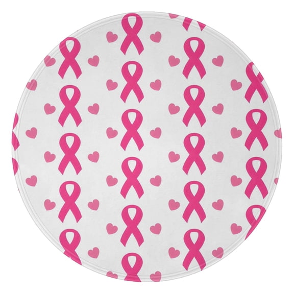 Pink Breast Cancer Round Blanket,Comfortable Soft Flannel Throw Blanket,All Season,Warm Lightweight Blankets for Sofa Bed Couch Living Room Chair 47"x47"