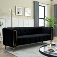 thumbnail image 2 of Atumon Couches and Sofaes, 83"L Velvet Sofa, Mid-Century Sofa Furniture, 3-Seat Velvet Upholstered Sofa with Metal Legs, Heavy Duty Sofa Couch for Living Room Apartment Office, Black, 2 of 10