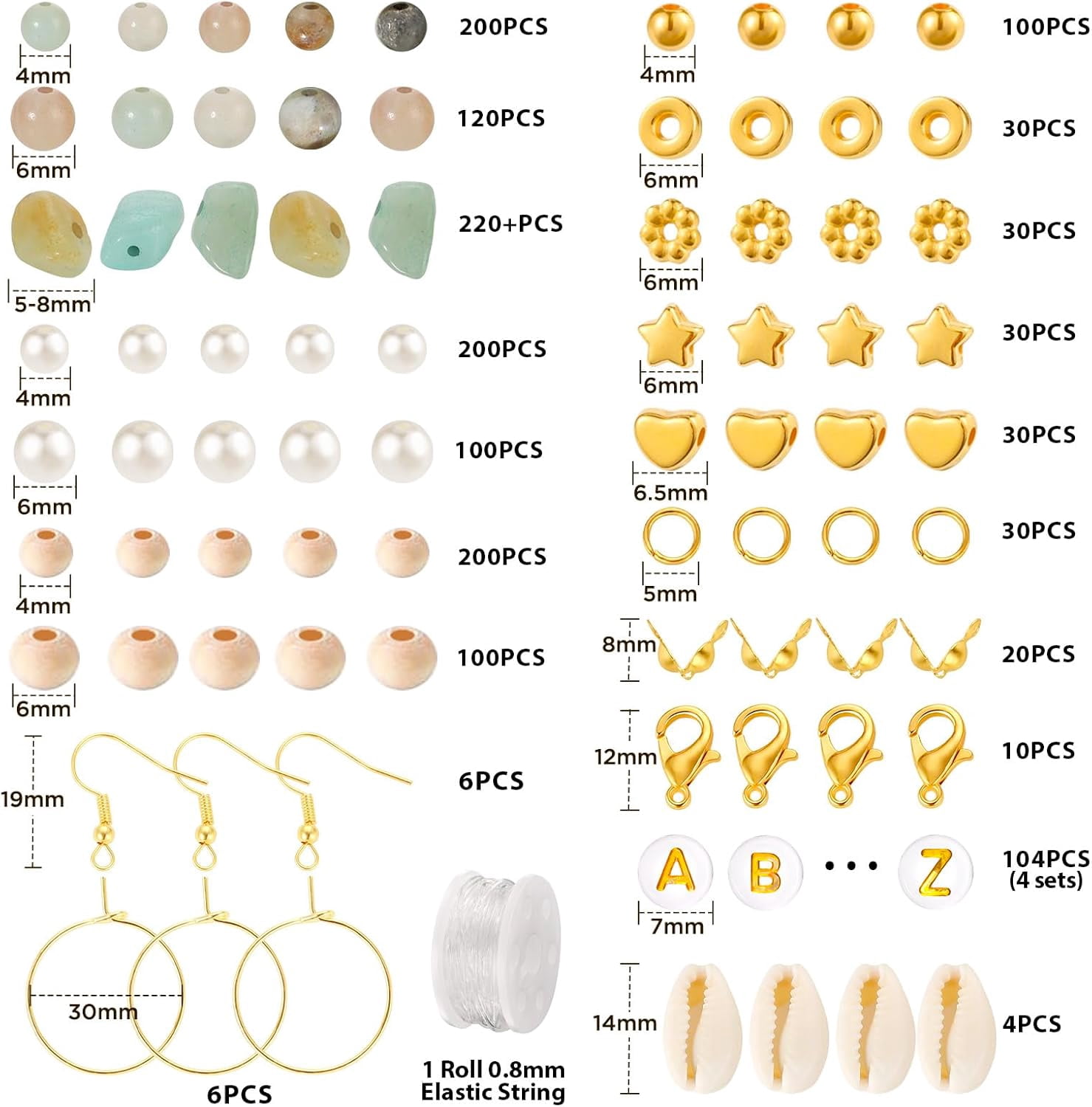 Jewelry Making Kit for Adults, 1562pcs Natural Stone Beads Bracelet Making Kit, Jewelry Making Supplies Gemstone Crystal Marble Beads for DIY Craft Bracelet Necklace Earrings