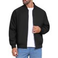 thumbnail image 4 of Chaqueta Bomber INSPIRE CHIC para hombre, abrigo de otoño, cierre completo, puños acanalados, chaqueta de béisbol, color negro, 4 of 6