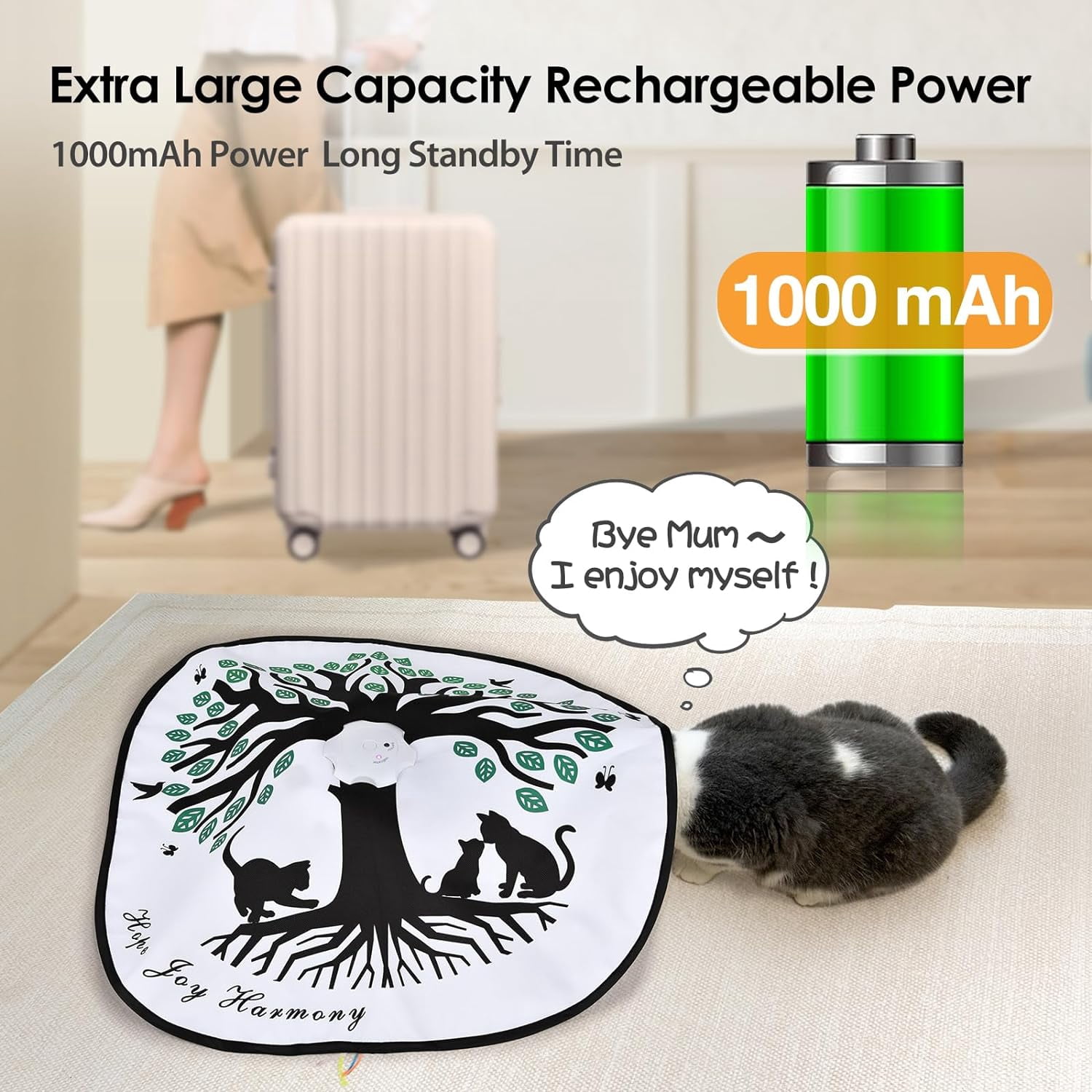 ORSDA Cat Toys Rechargeable, 4in 1 Interactive Kitten Toy for Indoor Cats, Automatic Hide and Seek Self Play Cat Feather Wand Toy with Smart Sensing, Whack a Mole, Chase Feather for All Breeds