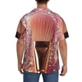 thumbnail image 3 of Lsque Makeup Brush on Pink Glitter print Men's Cuban Collar Short Sleeve Shirt Summer Beachwear Casual Button Down Fashionable Vacation Leisure Shirt-Large, 3 of 7