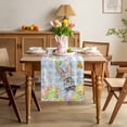thumbnail image 3 of Blue Easter Table Runner 72 Inches Long for Kitchen Dining, Spring Watercolor Bunny Eggs Flower Plaid Dresser Scarf Farmhouse, Dining Table Decorations for Wedding/Parties, 16 x 72 In, 3 of 8