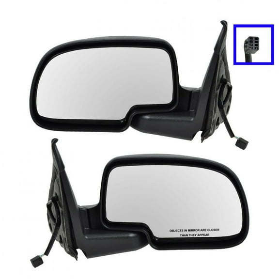 TRQ Flat Black Cap Power Side Mirrors Pair Set LH & RH for Chevy Pickup Truck MRA09653 Fits select: 1999-2002 CHEVROLET SILVERADO, 1999-2002 GMC NEW SIERRA
