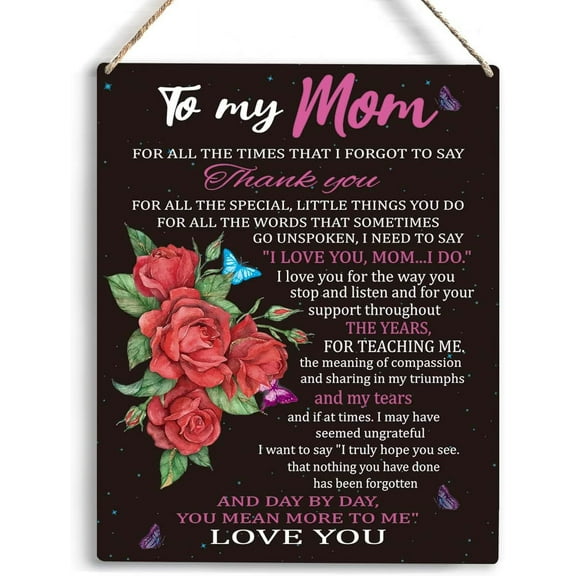 Gifts for Mom Birthday Gifts To My Mom Wooden Hanging Sign Christmas Gifts for Mom from Daughter Birthday Anniversary Housewarming Gift Wall Decor for Home Bedroom 8x10 Inch