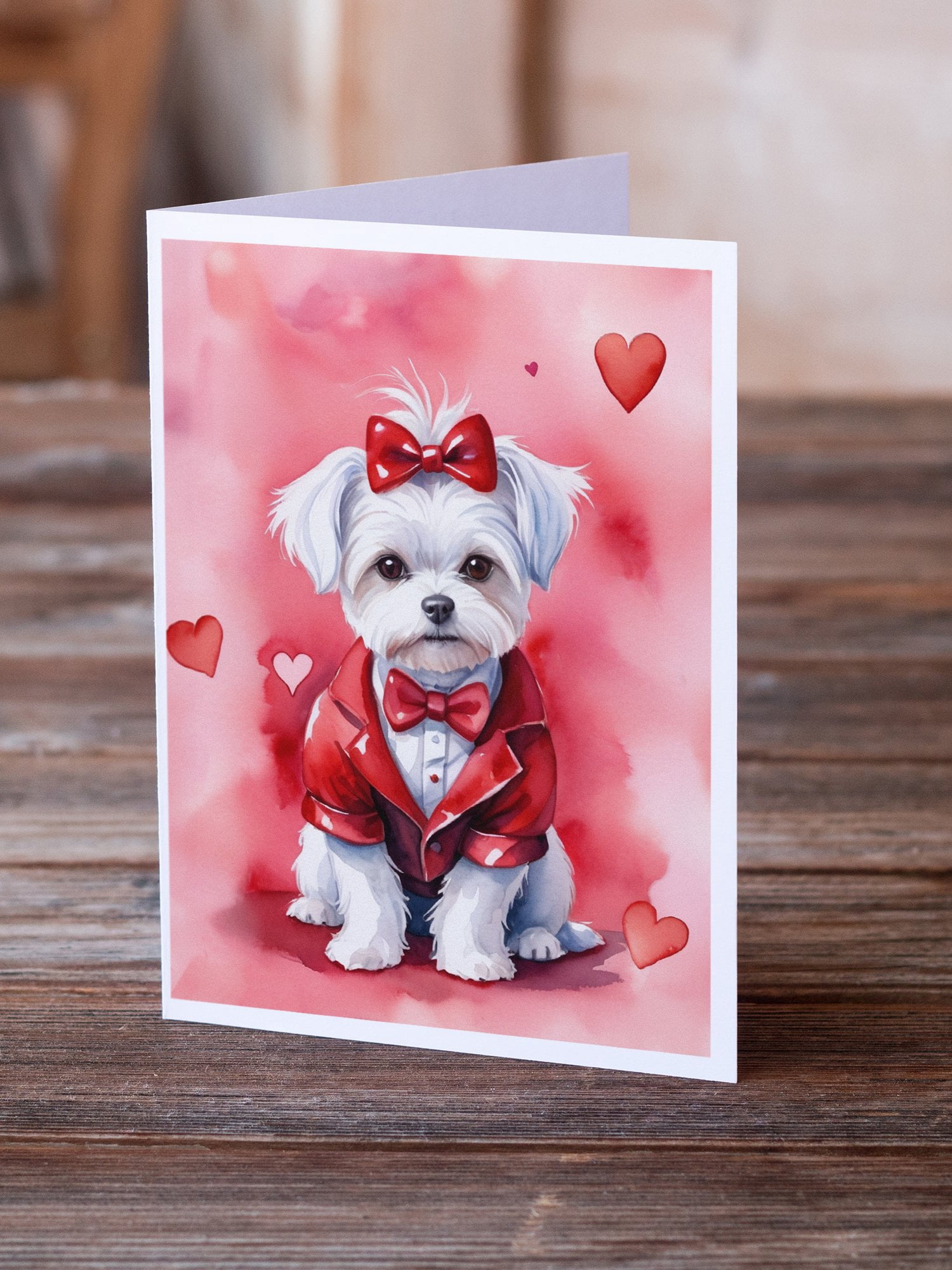 Maltese My Valentine Greeting Cards Pack of 8 7 in x 5 in