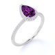 thumbnail image 4 of JeenMata Anillo de Compromiso de 1 Quilate con Piedra Natal de Febrero en Corte de Pera - Anillo de Bodas - Anillo de Halo - Anillo Pavé - Anillo de Promesa - Baño de Oro Blanco de 18 K sobre Plata, 4 of 6