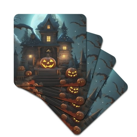 

Rubber Square Coasters Not Easily Deformed Soft and Have Thermal Insulation Properties with Halloween Style Coasters