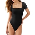 thumbnail image 2 of Body REORIA 2025 para mujer con cuello cuadrado y manga corta, color negro, 2 of 9