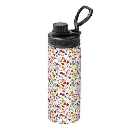 

Fuzoiu Drink And Cocktail Glasses Print 18oz Sports Insulated Kettle Stainless Steel Vacuum Water Bottle Leakproof Sport Flask
