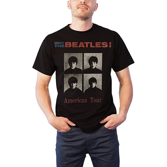 The Beatles - Camiseta American Tour 1964 Estampado en Espalda para Adultos Unisex (Negro)