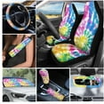 thumbnail image 2 of Yuyamidu Rainbow Tie Dye Car Seat Cover for Women Steering Wheel Cover Seat Belt Strap Pad Gear Shift Knob Cover Rearview Mirror Accessory Sunshade Cup Holder Key Chain 16 Pieces, 2 of 7