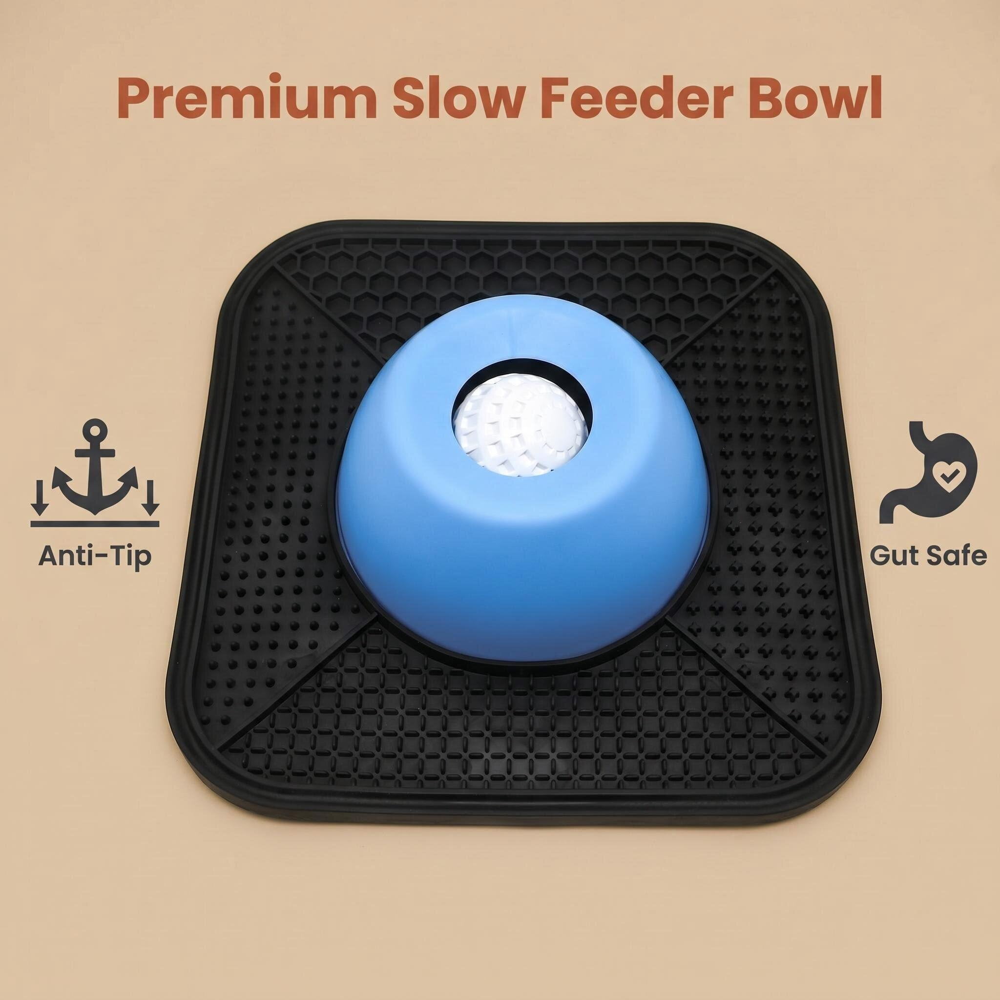 Non-Slip Slow Feeder Dog Bowls for Liquid Treat with suction cup, Entertained Ball-in Bone Broth Dog Lick Bowl, 3/4 Cup Yogurt Pup Lick Toy for Large Medium Small Breeds