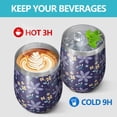 thumbnail image 4 of Floral 12oz Stainless Steel Insulated Wine Tumbler with Lid and Straw – Double Wall Vacuum Mug for Hot & Cold Drinks, 304 Steel Interior, Sweat-Free Design,Thanksgiving,Christmas, Spring,Flower, 4 of 5