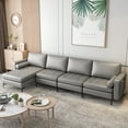 thumbnail image 3 of Costway Modular L-shaped Sectional Sofa with  Reversible Chaise & 4 USB Ports Grey, 3 of 11
