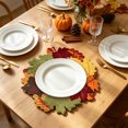 thumbnail image 5 of Naittoop Farmhouse Thanksgiving Fall Leaves Round Placemats 15in for Embroidered Autumn Cutout Harvest Placemats, Rustic Maple Leaves Tabletop Decoration for Home Kitchen Dining B, 5 of 8