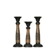 thumbnail image 2 of Traditional Black Wash Eco-friendly Handmade Mango Wood Set Of Three 15",12" & 15" Pillar Candle Holder for use, Living Room, Dinning Room, Study Room, Spa, Restaurants, Place Of Worship, etc, 2 of 4