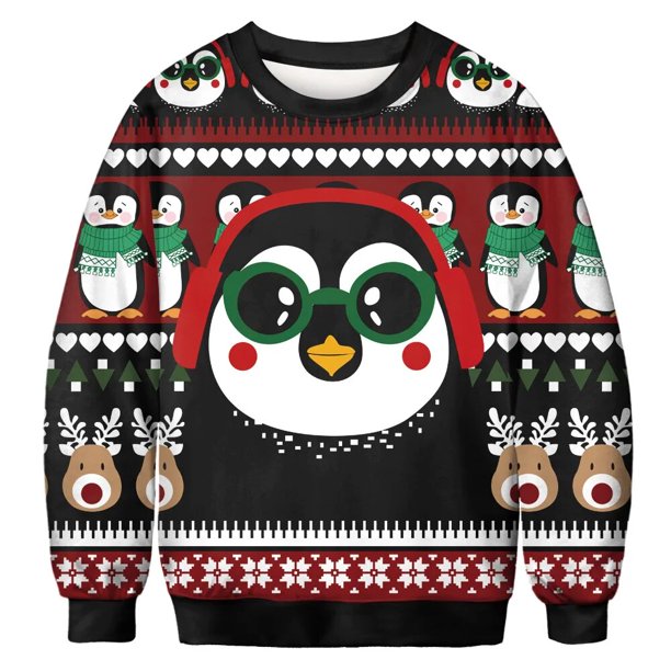 Suéter de Navidad feo de Papá Noel para hombres y mujeres, regalo de Navidad 3D, máquina de juego de oso de coche impresa, Tops de puente de fiesta de vacaciones, sudadera de Navidad