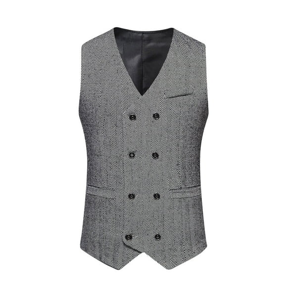Gilet Rétro à Double Boutonnage pour Hommes Gilet de Costume Mode