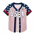 thumbnail image 3 of Women's American Flag Button Down Shirt Patriotic USA Short Sleeve Shirts 4th of July Baseball Tee Top, 3 of 3