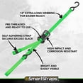 thumbnail image 2 of SmartStraps CarbonX Standard Duty Ratchet Tie Down Straps, 1" x 10 ft, 500 lb Safe Work Load, 1,500 lb Break Strength, Green, 2-Pack, 2 of 9