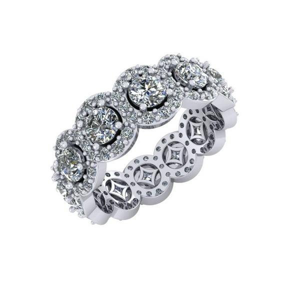 4.25Ct Round Cut Natural Diamond Circle Halo Eternity Anniversary Wedding Band Ring 10k GH I1