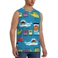 thumbnail image 2 of Bixox Men's Transportations With Cute Animals Printed Shirt Sleeveless Fitness Tank Top-Large, 2 of 7