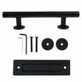 thumbnail image 1 of 12\" Sliding Barn Door Pull Flush Handle Gate Hardware Set Iron Matte Black, 1 of 4