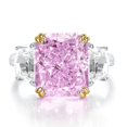 thumbnail image 2 of Zircon Eternity Radiant Cut Engagement Rings for Women S925 Sterling Silver Rings for Women 8*10mm Zircon Stylish Women Wedding Bands Hypoallergenic Personalized Promise Rings, 2 of 9