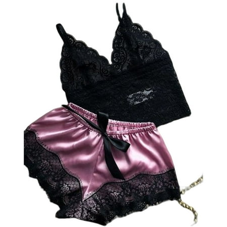 

Women s Satin Pajamas Set 2 Piece Sexy Lingerie Pajama Set for Outdoor Activity Casual Wear XL Taro Purple