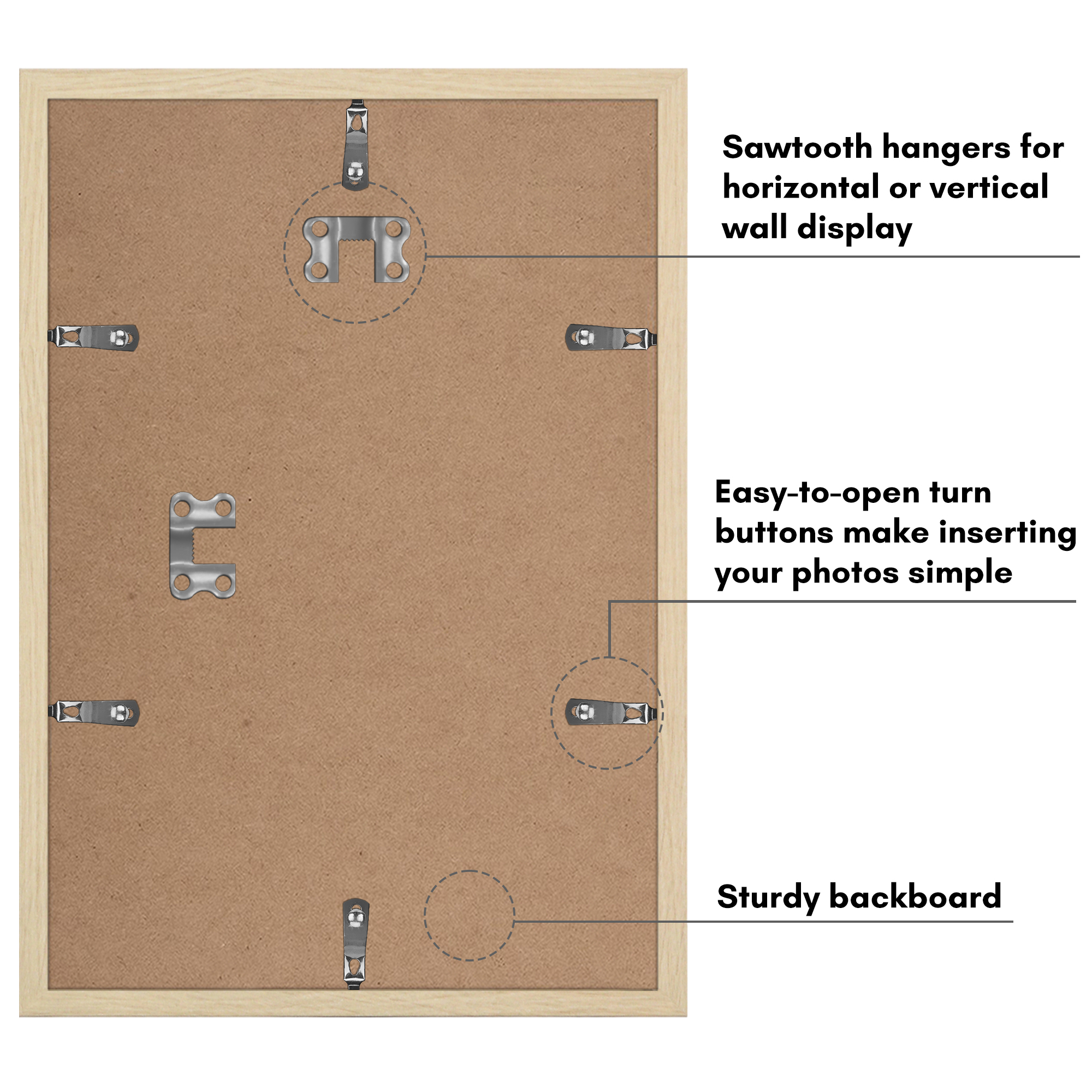 Americanflat 8x12 Picture Frame with Polished Plexiglass with 6x8 Mat 5 Pack Display Photo Wall - Natural Oak