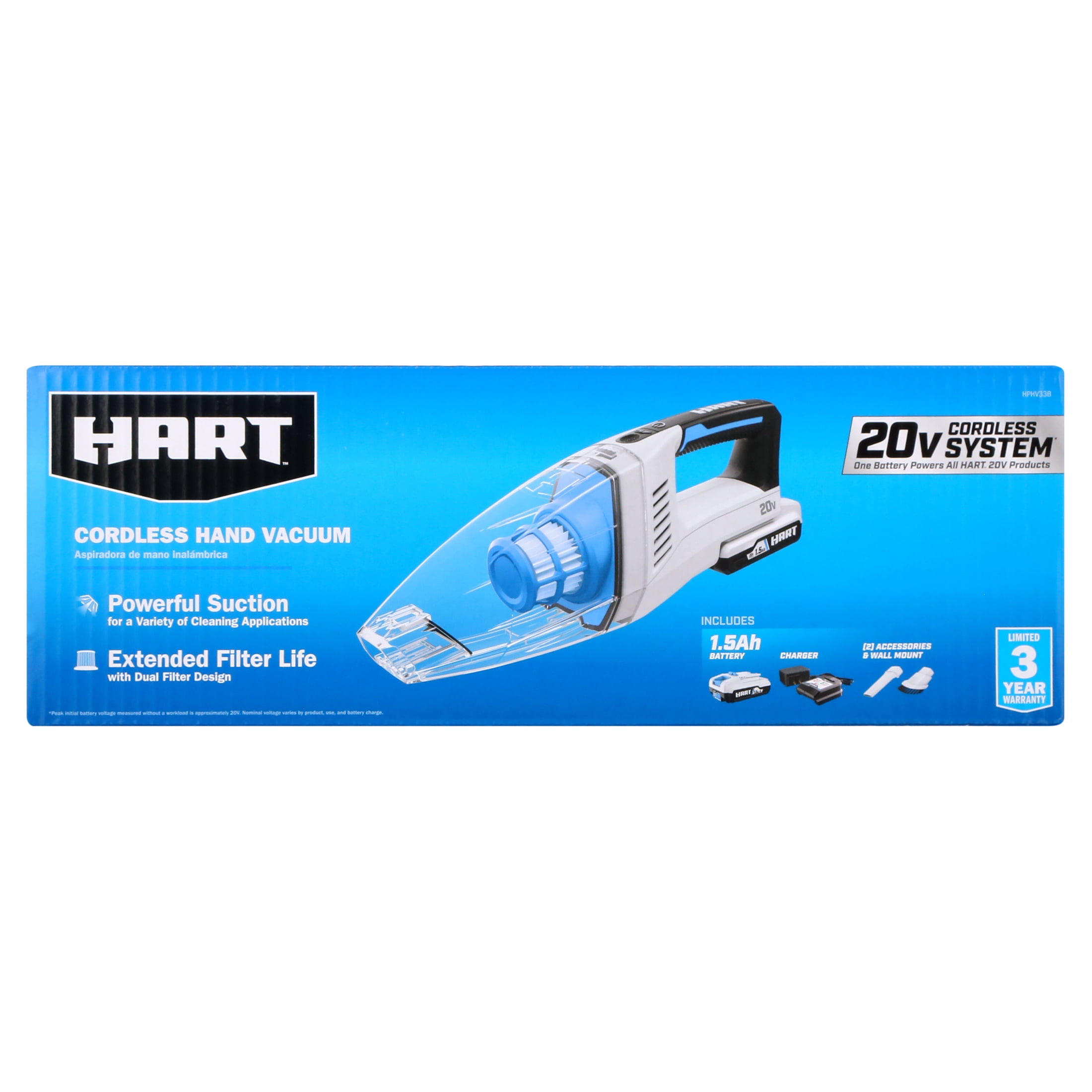 HART 20-Volt Cordless Hand Vacuum, (1) 1.5 Ah Lithium-Ion Battery