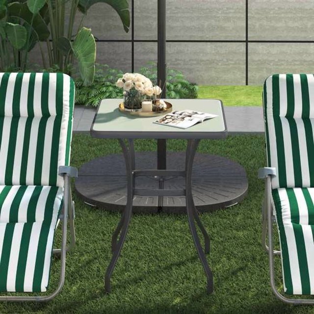 Bistro Table, Black & Transparent, Metal Frame & Tempered Glass Top, Easy Assembly
