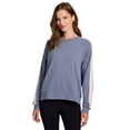 thumbnail image 3 of RBX Active Women's Ultra Lightweight Cotton Blend French Terry Crewneck Pullover with Crochet Trim, 3 of 5