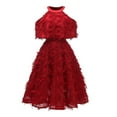 thumbnail image 2 of DailyTrove Women's High-Neck Cape Dress-Short Sleeve-For Wedding Guest-Red & Pink Lace, 2 of 6