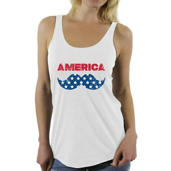 Awkward Styles Women's America Patriotic Mustache Graphic Racerback Tank Tops USA Independence Day 4th of July