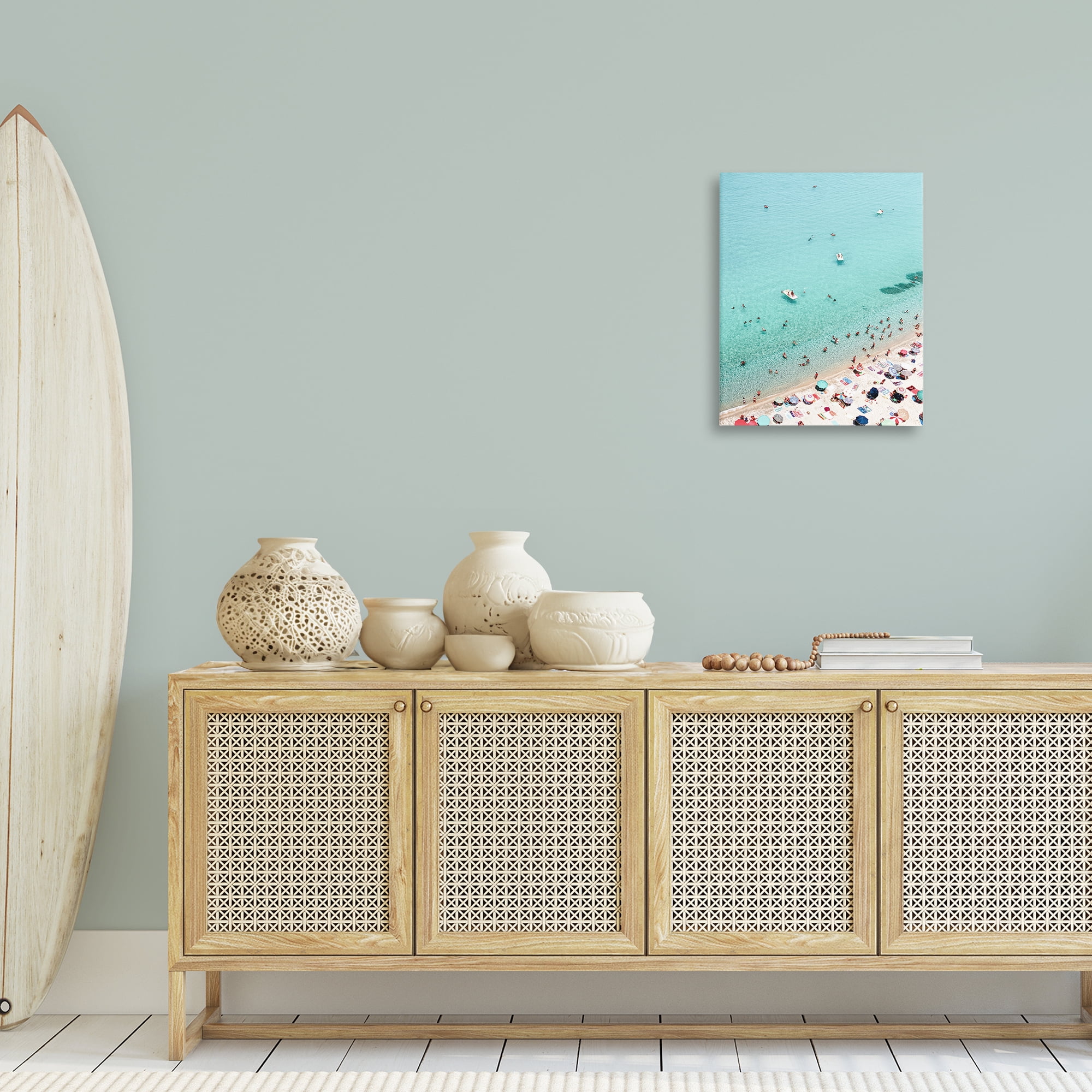 Stupell Industries Busy Beach View Nautical & Beach Photography Wrapped Canvas Art Print Wall Art, 16 x 20