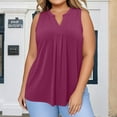 thumbnail image 4 of Posijego Plus Size Tank Tops for Women Dressy V Neck Blouse Sleeveless Pleated Casual Business Work Tops, 4 of 8