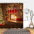 thumbnail image 5 of Christmas Shower Curtain, Christmas Socks Xmas Tree Gift Box Fireplace Bathroom Curtain Bathroom Decoration Bathroom Decor Curtain with 12 Hooks 72x72 Inches, 5 of 5