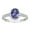 Tanzanite, variant on 10k White Solid Gold Oval Created Ruby and Natural Diamond Halo Birthstone Engagement Ring
