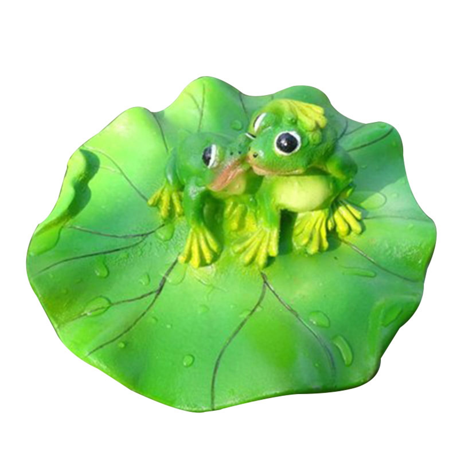 Creative Animal Ornament Water Floating Frog Rowing on Lotus Leaf Figurine 