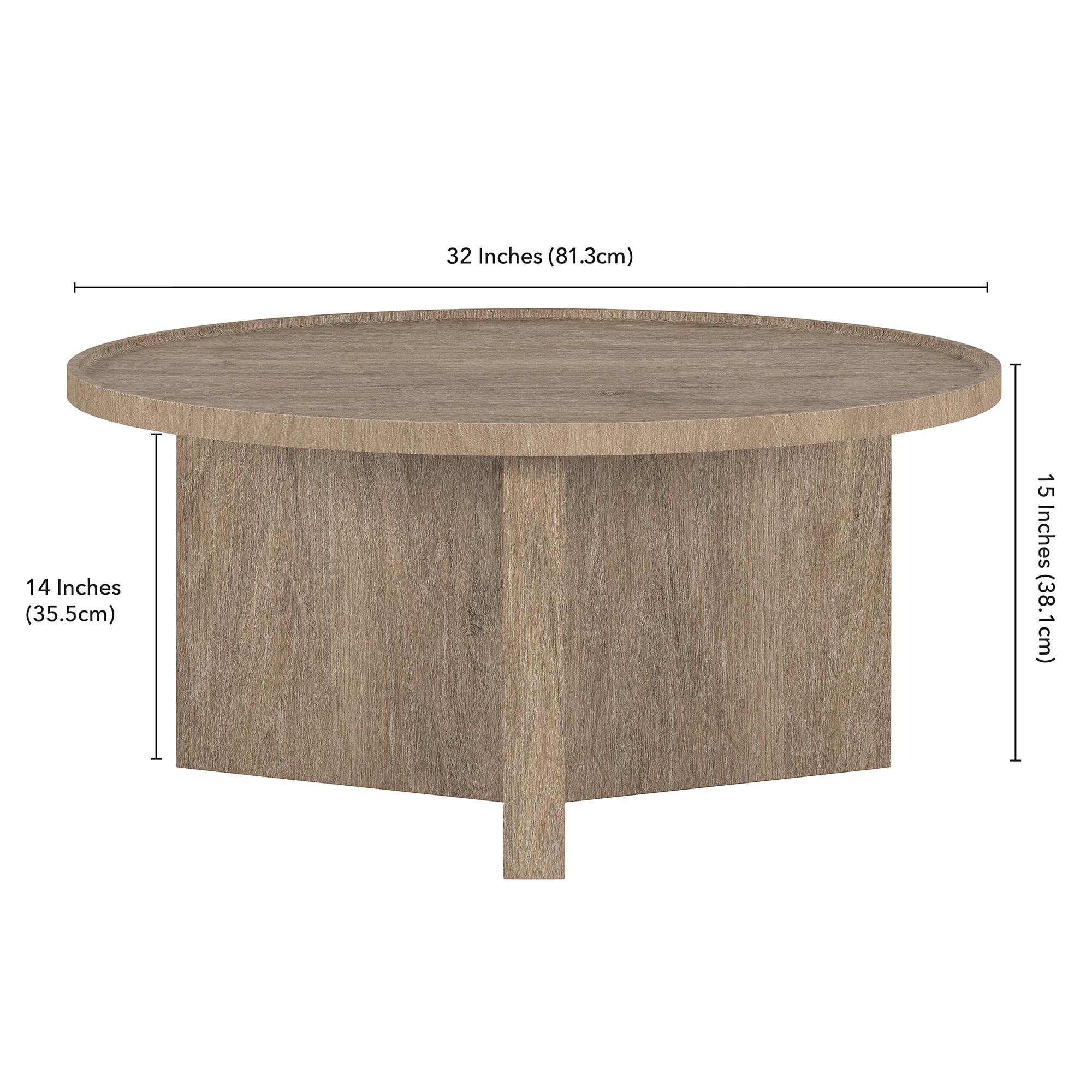 Evelyn&Zoe Scandinavian 32" Wide Antiqued Gray Oak Coffee Table