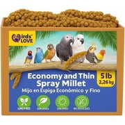 Birds LOVE Economy & Special Spray Millet for Birds, No Stems Non-GMO Sun-Dried Edible Millet Tops for Cockatiels, Lovebirds, Parakeets, Finches & Canaries, 5 lb