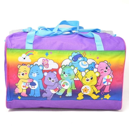 Kid's Purple Care Bears Duffle Bag, for Travel, School, Sports, Daycare, or Vacation