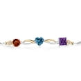 thumbnail image 2 of Gem Stone King 925 Silver and 10K Yellow Gold Red Garnet Persian Blue Moissanite Purple Amethyst and Lab Grown Diamond Tennis Bracelet for Women By Keren Hanan (2.45 cttw, Adjustable up To 9 inch), 2 of 4