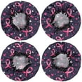 thumbnail image 2 of Shower Caps,Pink Breast Cancer Waterproof Shower Cap for Women 4 Pieces,Double Reusable Hair Cover for Shower PEVA Elastic Stretch Hem, 2 of 7